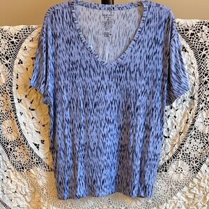 Nine West Purple Patterned V-Neck Women's Top Size XL